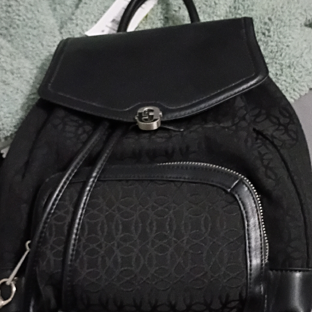 Time and Tru Black Patterned Backpack